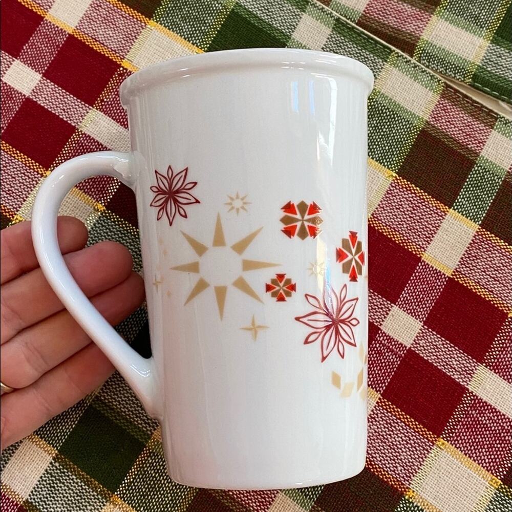 Starbucks‎ Holiday Latte Coffee Cup Poinsettia on White